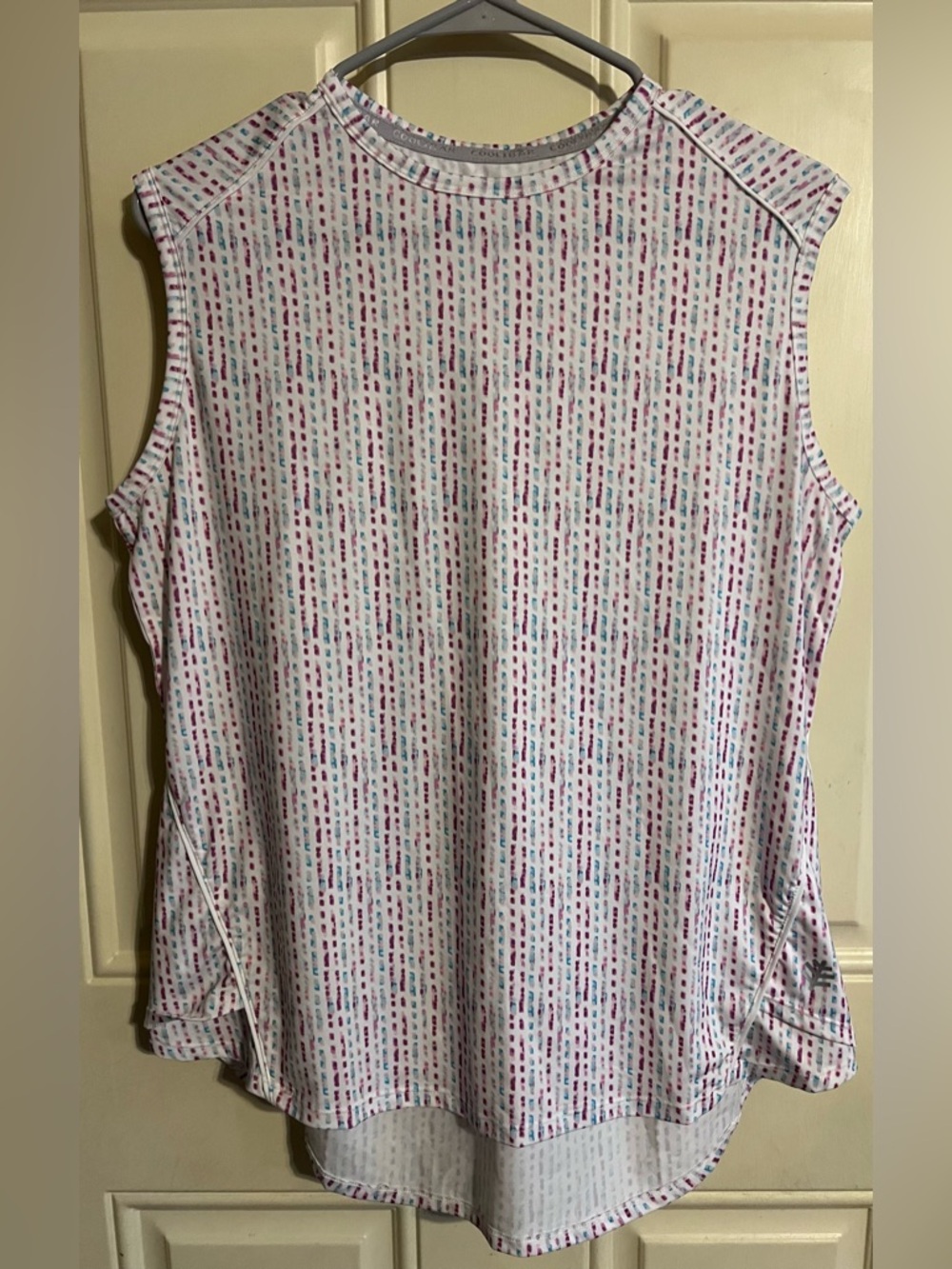 Coolibar Accelera Tank Maroon/Blue Stripe Pattern SPF Sun Protection Tank Top